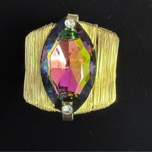 Giant Aurora Borealis crystal cuff bracelet